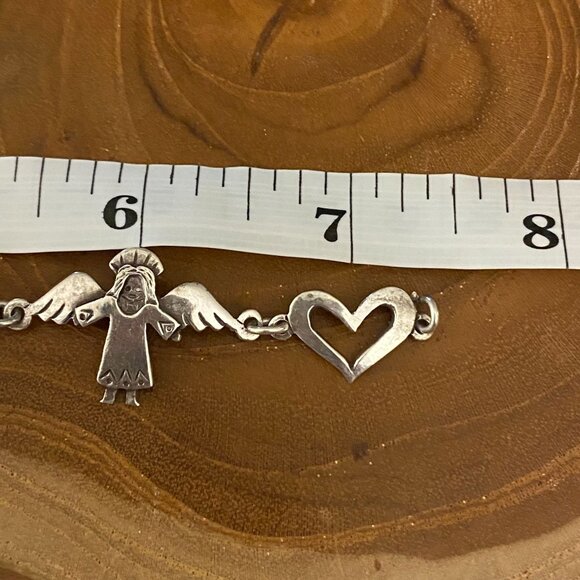 RETIRED Jeep Collins Angel and Heart Bracelet, 7.5", Sterling Silver - Picture 2 of 3